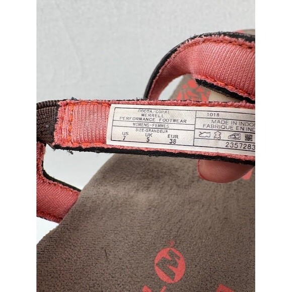 Merrell Womens Leather Outdoor Walking Sandals Cocoa/Coral J289634C Size US 7 - Picture 4 of 4